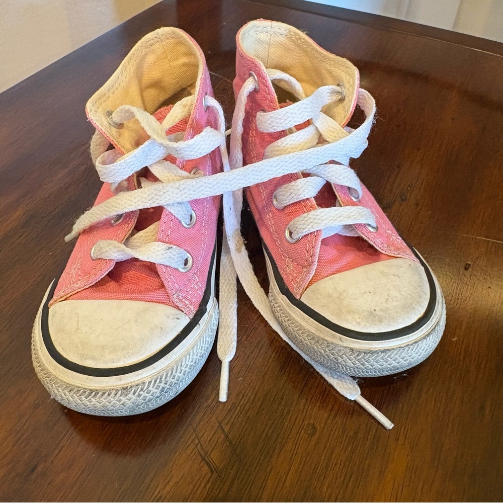 Converse Pink and White High-Top Sneakers